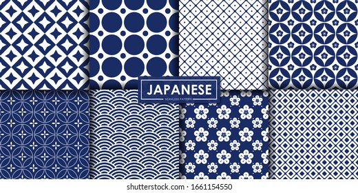 Japanese Seamless Pattern Collection, Decorative Wallpaper.
