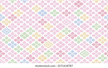 Japanese seamless pattern of diamond pattern background_pink