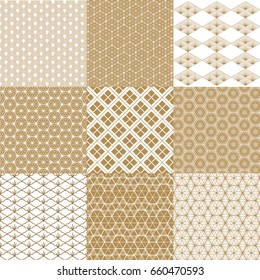 Japanese seamless pattern. Gold graphic vector and background.