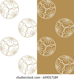Japanese seamless pattern. Gold stitch vector and background.