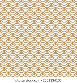 Japanese seamless pattern of gold waves on white background. Asian traditional texture. Luxury geometric design for textile, clothing, fabric decor, wallpaper