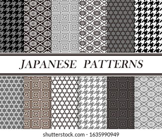 Japanese seamless pattern illustration set