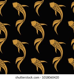 Japanese seamless pattern with koi carps. Chinese vector background with koi fish.