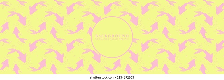Japanese seamless pattern with koi fish. Vector spring hanami texture background.