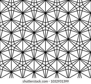 Japanese seamless pattern Kumiko black and white silhouette of lines of medium thickness