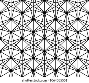 Japanese seamless pattern Kumiko black and white silhouette lines with a average thickness with rounded corners