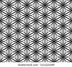 Japanese seamless pattern Kumiko black and white silhouette lines with a large and average thickness