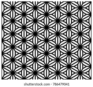 Japanese seamless pattern kumiko black and white silhouette