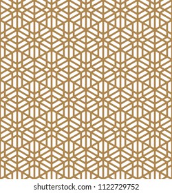 Japanese seamless pattern Kumiko golden color silhouette lines with an average thickness with rounded corners