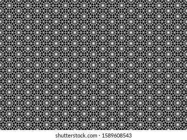 Japanese seamless pattern Kumiko.Black and white.ISOLATED figures on white background.