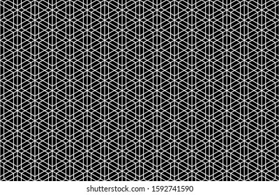 Japanese seamless pattern Kumiko.Black and white.Isolated figures on white background.