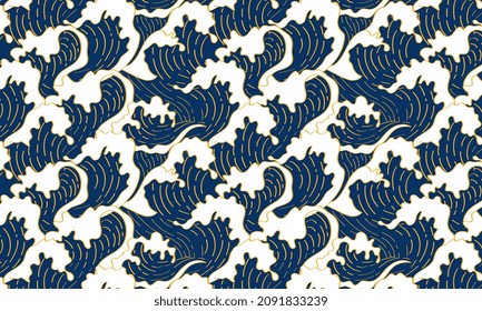 Japanese seamless pattern in oriental geometric traditional style