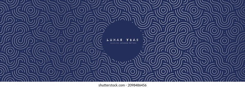Japanese seamless pattern in oriental geometric traditional style. 3d premium ornament for lunar chinese new year decoration. Silver and blue abstract asian vector creative motif. Vintage tiger.