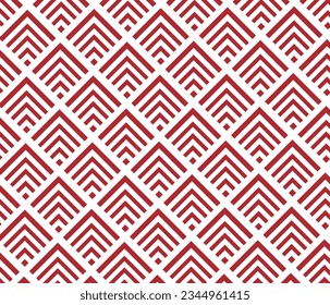 
Japanisches nahtloses Muster im orientalischen geometrischen traditionellen Stil. 3D festliche Ornamente für die chinesische Neujahrsdekoration. Rotes abstraktes asiatisches Vektorkreativmotiv