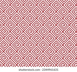 Patrón japonés sin fisuras en estilo geométrico oriental tradicional. Ornamento festivo 3D para la decoración del año nuevo lunar chino. Motif creativo del vector asiático abstracto rojo