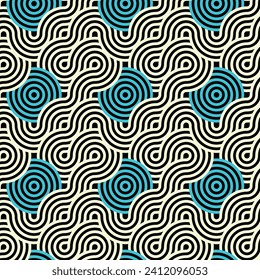 Patrón japonés sin fisuras en estilo geométrico oriental tradicional. 3.ª adorno festivo para la decoración del año nuevo lunar chino. Motivo creativo vectorial de Asia abstracta roja y dorada. Tigre de época.