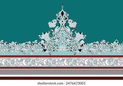 Japanese seamless pattern in oriental geometric traditional style. 3d festive ornament for lunar chinese new year decoration. Red and golden abstract asian vector creative motif. Vintage tiger.
