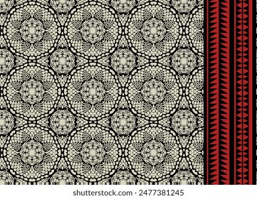 Japanese seamless pattern in oriental geometric traditional style. 3d festive ornament for lunar chinese new year decoration. Red and golden abstract asian vector creative motif. Vintage tiger.