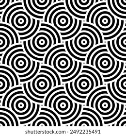 Japanese seamless pattern in oriental geometric traditional style. 3d ornament for lunar chinese new year decoration. black and white abstract asian vector creative motif. Vintage tiger.
