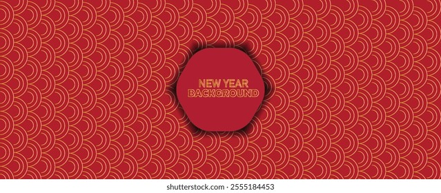 Japanese seamless pattern in oriental geometric traditional style. 3d festive ornament for lunar chinese new year decoration. Red and golden abstract asian vector creative motif. Vintage tiger. EPS