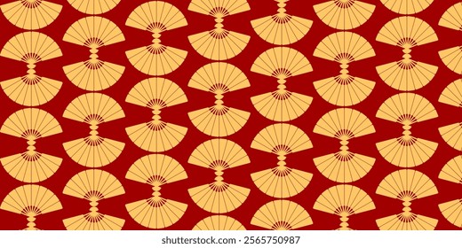 Japanese seamless pattern in oriental geometric traditional style background,Red and golden abstract pattern. Vector illustration.