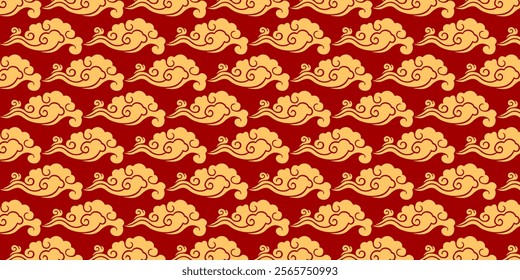 Japanese seamless pattern in oriental geometric traditional style background,Red and golden abstract pattern. Vector illustration.