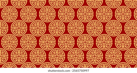 Japanese seamless pattern in oriental geometric traditional style background,Red and golden abstract pattern. Vector illustration.