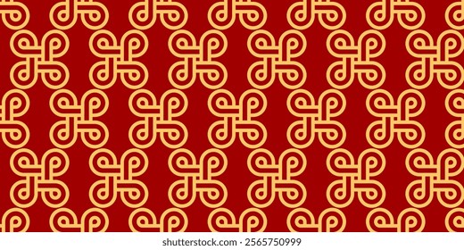 Japanese seamless pattern in oriental geometric traditional style background,Red and golden abstract pattern. Vector illustration.