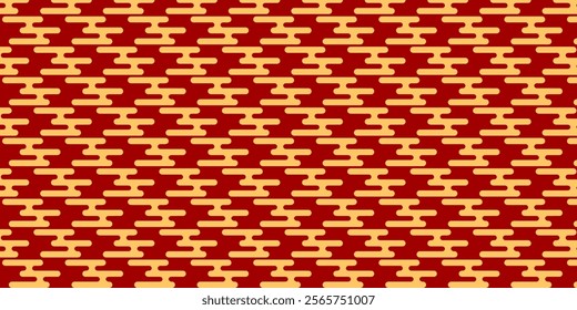 Japanese seamless pattern in oriental geometric traditional style background,Red and golden abstract pattern. Vector illustration.