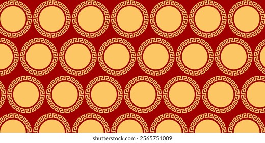 Japanese seamless pattern in oriental geometric traditional style background,Red and golden abstract pattern. Vector illustration.