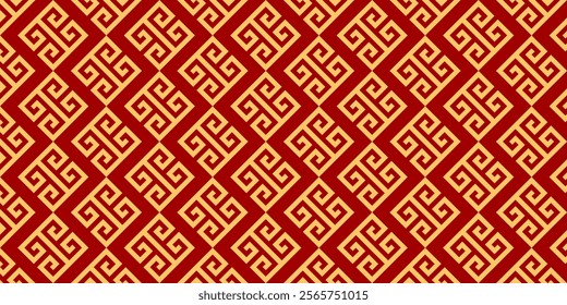 Japanese seamless pattern in oriental geometric traditional style background,Red and golden abstract pattern. Vector illustration.