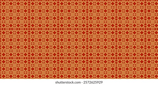 Japanese seamless pattern in oriental geometric traditional style background,Red and golden abstract pattern background for chinese new year backdrop.