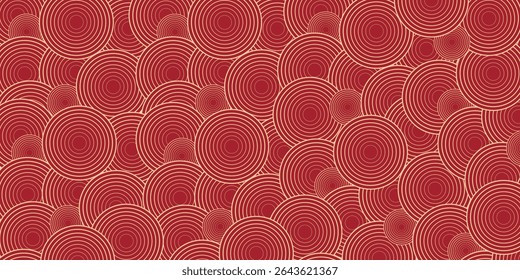 Japanese seamless pattern in oriental geometric traditional style. 3d festive ornament for lunar chinese new year decoration. Red and golden abstract asian vector creative motif. Vintage tiger.
