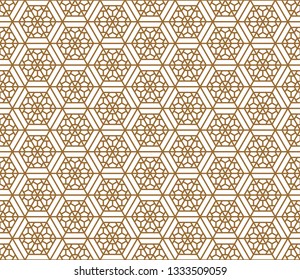 Japanese seamless pattern in style Kumiko.For template,fabric,shoji screens,textile,wrapping paper,laser cutting and engraving. Japanese pattern background vector.Compound ornament.Hexagon grid