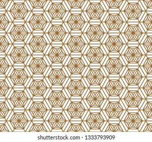 Patrón japonés sin fisuras en el estilo Kumiko.Para plantilla, tela, pantallas shoji, textil, papel envolvente, corte láser y grabado. Vector de fondo de patrón japonés.Compuesto ornamento.Cuadrícula hexagonal