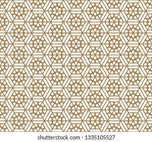 Japanese seamless pattern in style Kumiko.For template,fabric,shoji screens,textile,wrapping paper,laser cutting and engraving. Japanese pattern background vector.Compound ornament.Hexagon grid