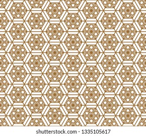 Japanese seamless pattern in style Kumiko.For template,fabric,shoji screens,textile,wrapping paper,laser cutting and engraving. Japanese pattern background vector.Compound ornament.Hexagon grid