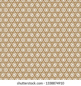 Japanese seamless pattern in style Kumiko.Golden color background and white lines.For template,fabric,shoji screens,textile,wrapping paper,laser cut and engraving.Compound ornament