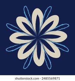 Un patrón japonés sin fisuras de diseño de ropa tradicional. Fondo de pantalla decorativo. Flor y hojas trópicas bicolor florales azules y grises