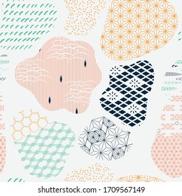 Japanese seamless pattern vector. Colorful geometric background in Asian style. Abstract template.