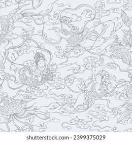 Patrón japonés sin soldadura. Ilustración vectorial.