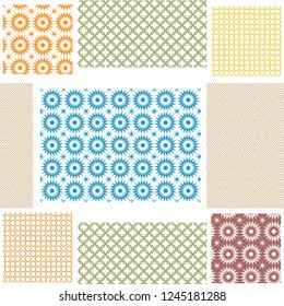 Japanese seamless pattern vector. Multi-colored geometric background. Template, backdrop, wrapping paper, wallpaper