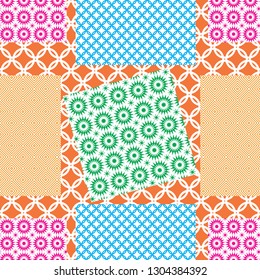 Japanese seamless pattern vector. Multi-colored geometric background. Template, backdrop, wrapping paper, wallpaper