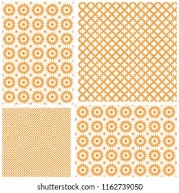 Japanese seamless pattern vector. Orange geometric background. Template, backdrop, wrapping paper, wallpaper
