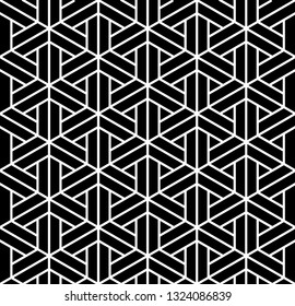 Japanese seamless pattern vector. White lines on a black background. Vector illustration.