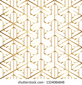Japanese seamless pattern vector. Yellow lines on a white background. Vector illustration.