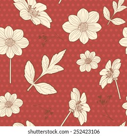 Japanese seamless red floral pattern