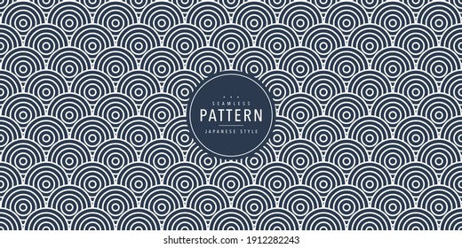 Japanese seamless round pattern. Traditional Chinese texture. Oriental New Year background. Vector illustration. 