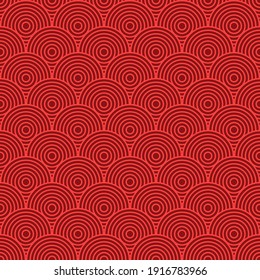 Japanese seamless round pattern. Traditional Chinese texture. Oriental New Year background. Vector illustration. 