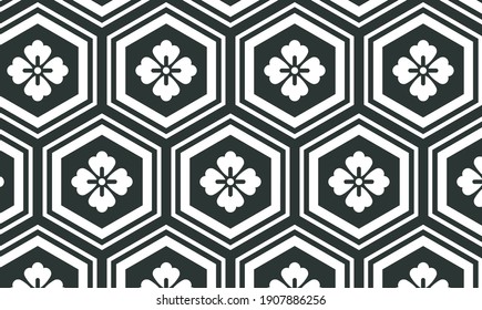 Japanese seamless traditional pattern. Asian kikko seamless pattern as turtle hexagons. Abstract decoration, applicable for background or wallpaper. Vector illustration